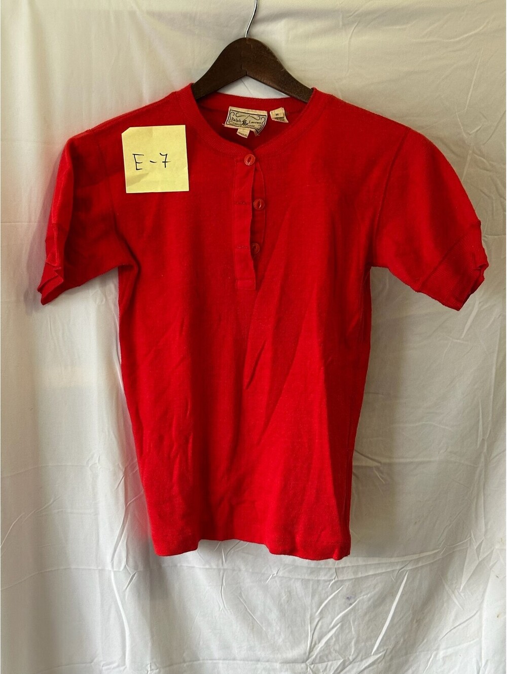 Vintage Ralph Lauren Western Wear Red Henley Shirt Men's Size M E-7